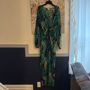 Tropical Leaf Print Maxi Dress